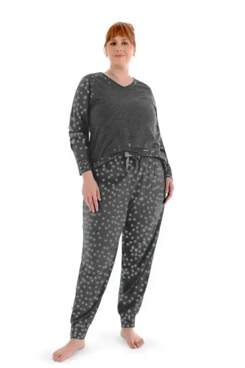 Pijama manga longa com punho