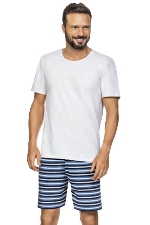 Pijama white & melange stripes