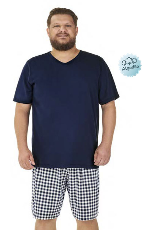 Pijama Plus decote V e bermuda