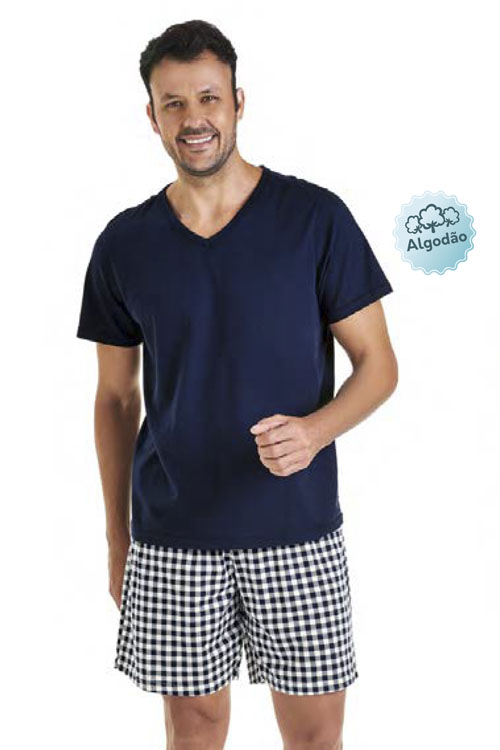 Pijama decote V e bermuda