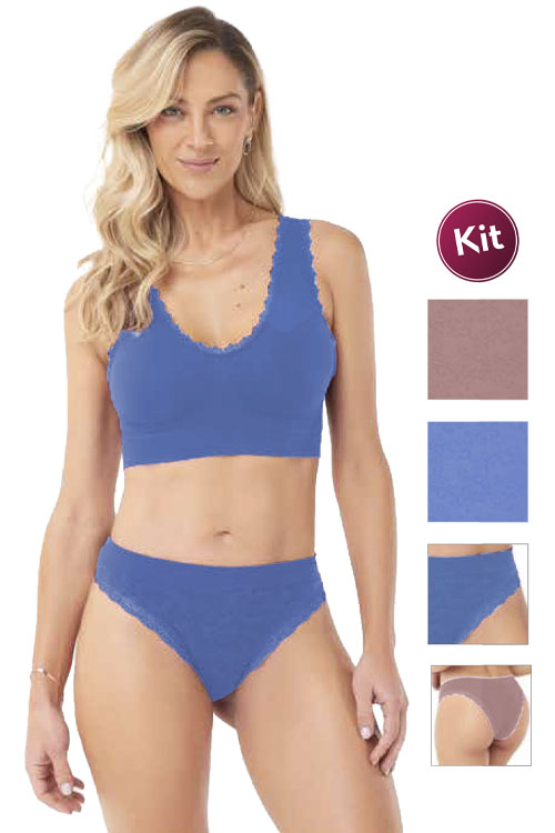 KIT 2 Calcinha Biquíni  com renda sem costura