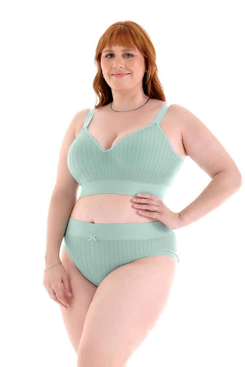 Calcinha  Anatômoca Jacquard com renda sem costura